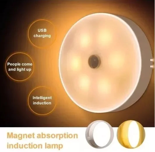 Lâmpada Inteligente Sem Fio com Sensor de Indução, Recarregável via USB