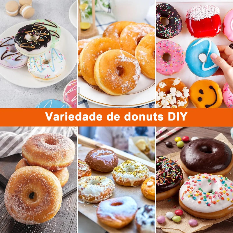 Mini Donut Maker, Superfície antiaderente, eletrodoméstico, café da manhã, sobremesa, faz 7 donuts