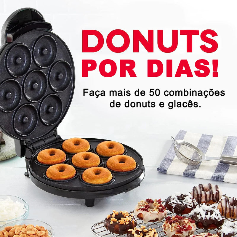 Mini Donut Maker, Superfície antiaderente, eletrodoméstico, café da manhã, sobremesa, faz 7 donuts