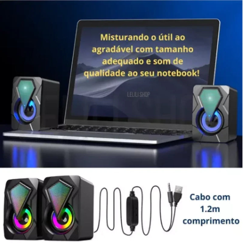 Caixa Caixinha De Som Pc Computador Notebook Gamer Tv Usb P2