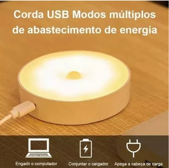 Lâmpada Inteligente Sem Fio com Sensor de Indução, Recarregável via USB