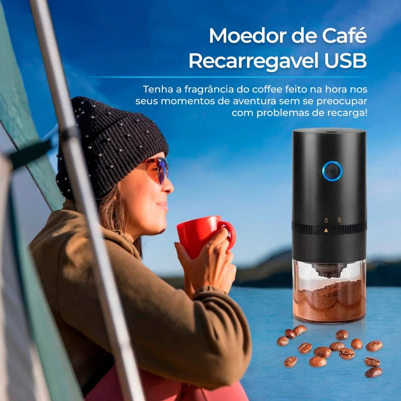 Moedor de Café Elétrico Grão de Café Recarregável Portátil Ajuste Níveis de Moagem