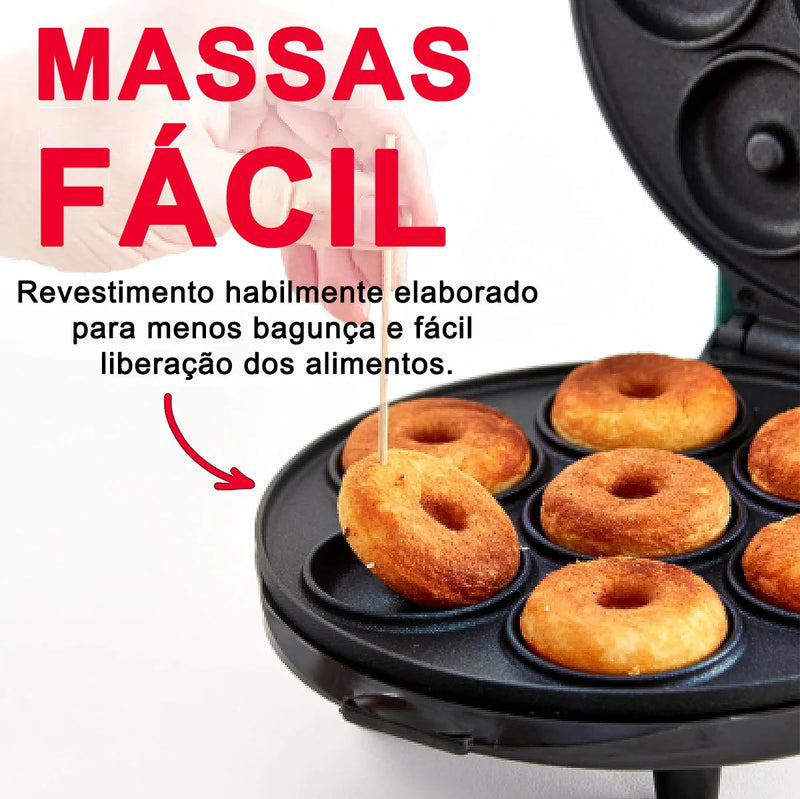 Mini Donut Maker, Superfície antiaderente, eletrodoméstico, café da manhã, sobremesa, faz 7 donuts