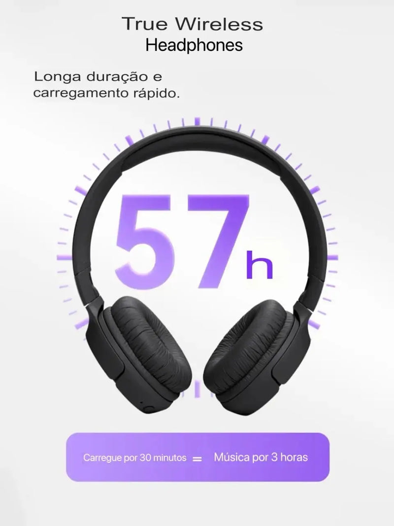 Fone de Ouvido Sem Fio Bluetooth T520BT com Microfone Redução de Ruído Música Esportes Headset Gamer