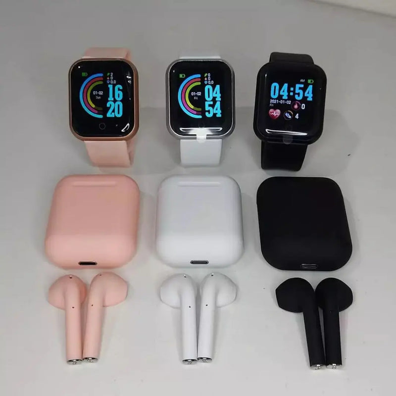 Kit Smartwatch D20 Pro + Fone Bluetooth Inpods I12.