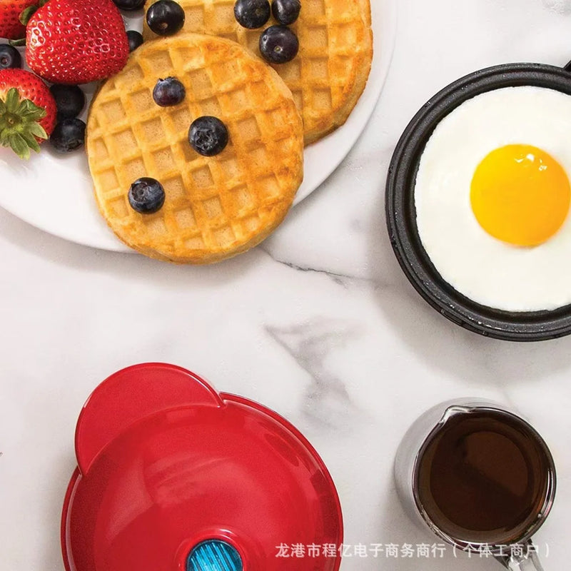 Máquina de Waffle Elétrica Mini Portátil para Casa, Cozinha, Faz Waffle e Panquecas, Automática Bivolt