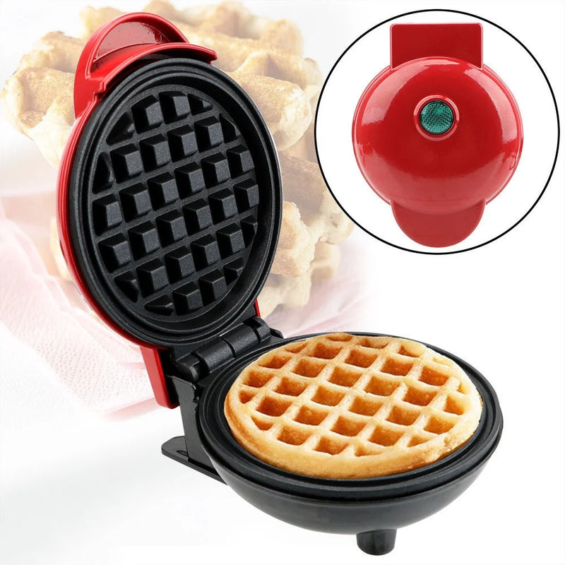 Máquina de Waffle Elétrica Mini Portátil para Casa, Cozinha, Faz Waffle e Panquecas, Automática Bivolt