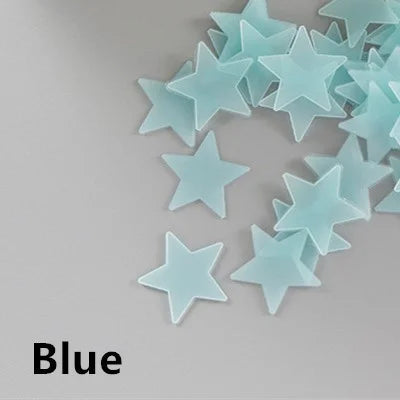 100 Peças Adesivos de Parede 3D em Forma de Estrela de Cinco Pontas Brilhante no Escuro, Fluorescentes, de PVC para Decoração de Teto, Quarto Infantil/Casa