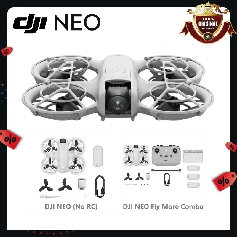 Drone DJI NEO Original Compatível com DJI RC-N3, RC-N2, RC2, Óculos 3 RC Motion 3 Mini FPV, Novo de Estoque.