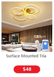 Luminárias de Teto APP RC Quadrado Círculo Anéis para Sala de Estar, Quarto, Casa AC85-265V Lâmpada de Teto Moderna Led Lustre Plafonnier