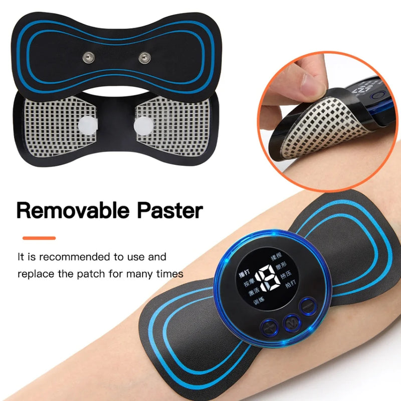 KIT Mini Massageador EMS Estimulador Elétrico De Pescoço Portátil Para Alívio Da Dor Muscular Cervical Frete grátis