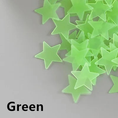 100 Peças Adesivos de Parede 3D em Forma de Estrela de Cinco Pontas Brilhante no Escuro, Fluorescentes, de PVC para Decoração de Teto, Quarto Infantil/Casa